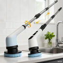 Limpador elétrico. Equipada com várias cabeças de escova intercambiáveis (macia/dura), cabo de alimentação retrátil e removível, alimentada por USB, adequada para limpeza de banheiros, pisos, azulejos, boxes de chuveiro, janelas, cozinhas, etc. Uma esco
